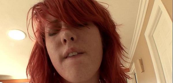  Red head young babe Ivy Ryder sucks and fucks hot juicy dick on sofa
